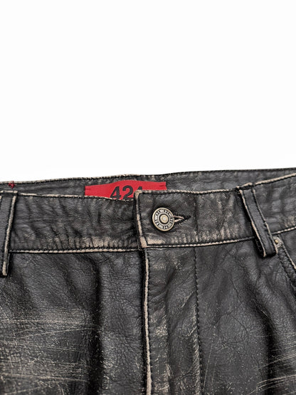 5 Pocket Rub Off Distressed Leather (Jeans)
