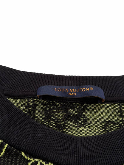 Virgil Wavy Logo Green Intarsia Knit Sweater