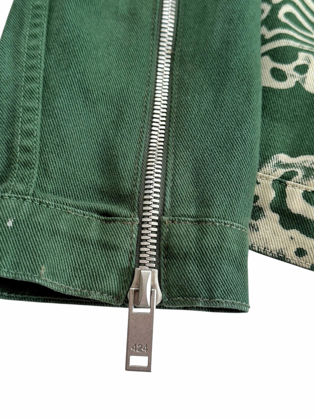 2017 Green Paisley Bleached Green Trucker Jacket