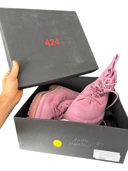 Overdyed Pink Leather Lace Up Marathon Boot