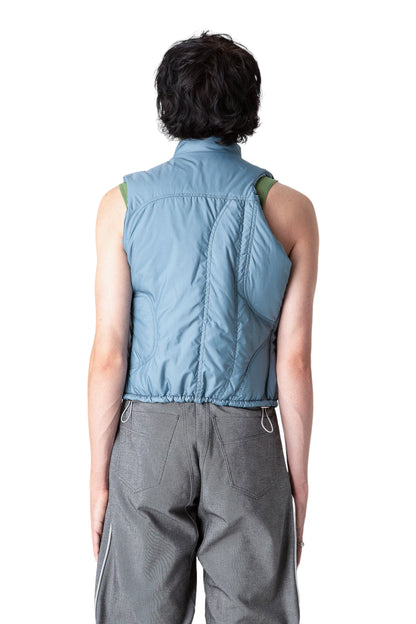 Recycled Asymmetric Puffer Zip Vest