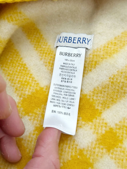 Wool Yellow Check Hooded Scarf