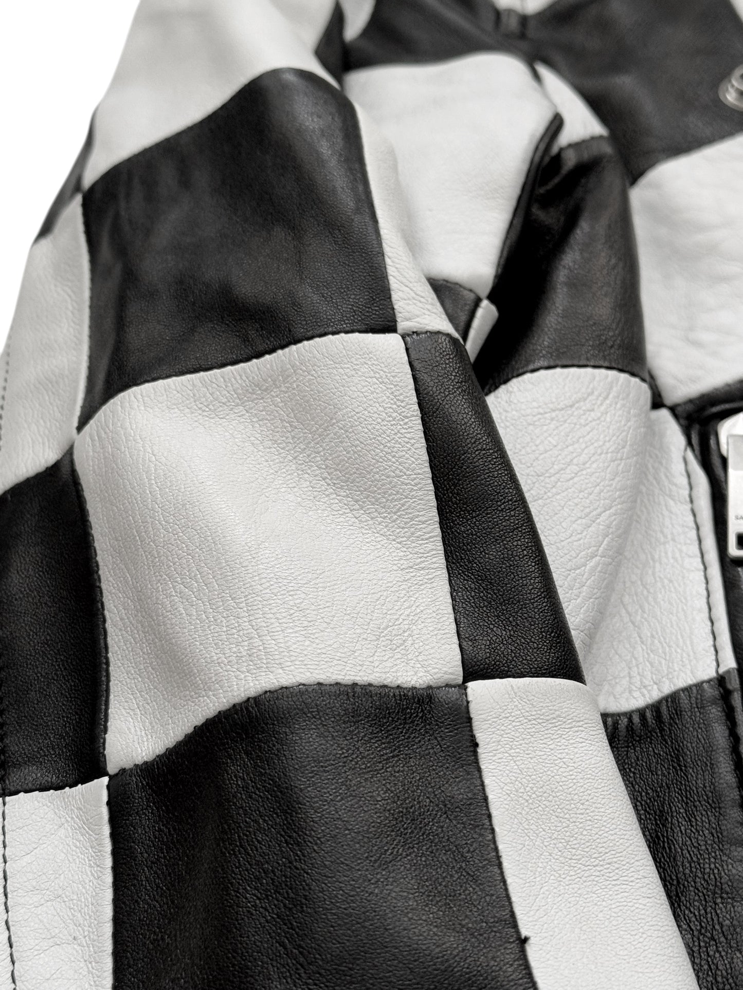 SS14 Checkerboard Patchwork L01 Lambskin Motorcycle Jacket