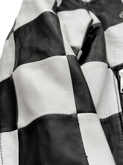 SS14 Checkerboard Patchwork L01 Lambskin Motorcycle Jacket