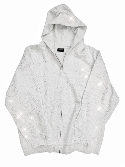 Strass Swarovski Crystal Zip White Hoodie