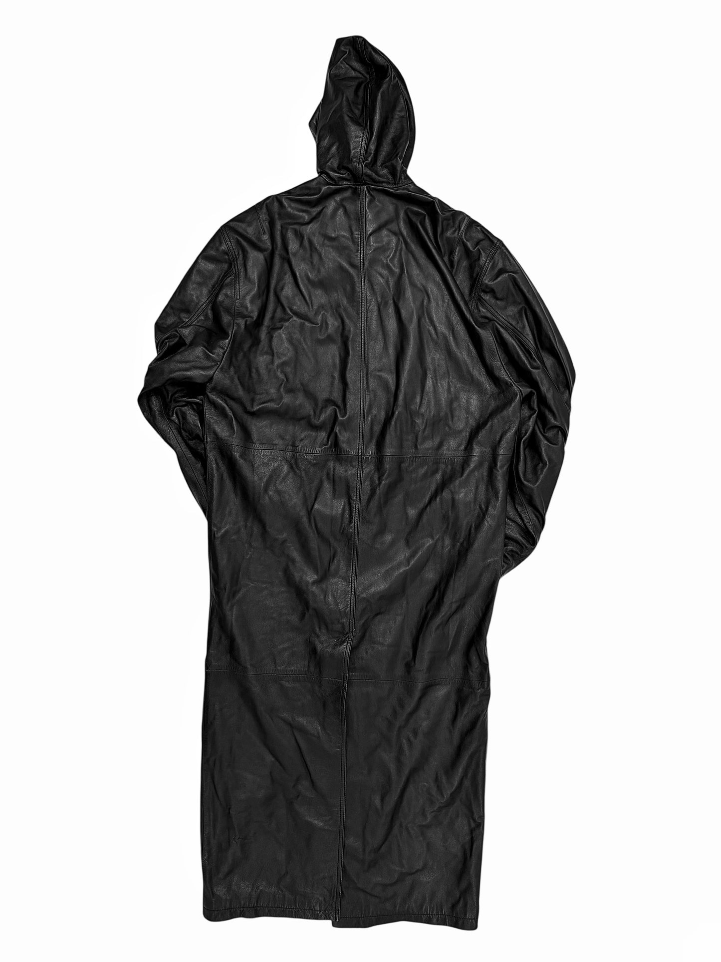 2024 Maxi Leather Hooded Long Coat