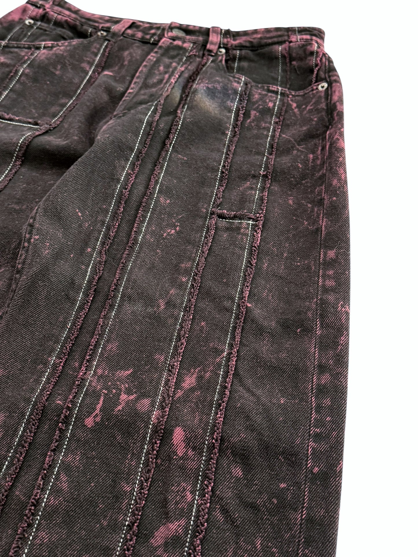 Overdyed Strip Patchwork Denim