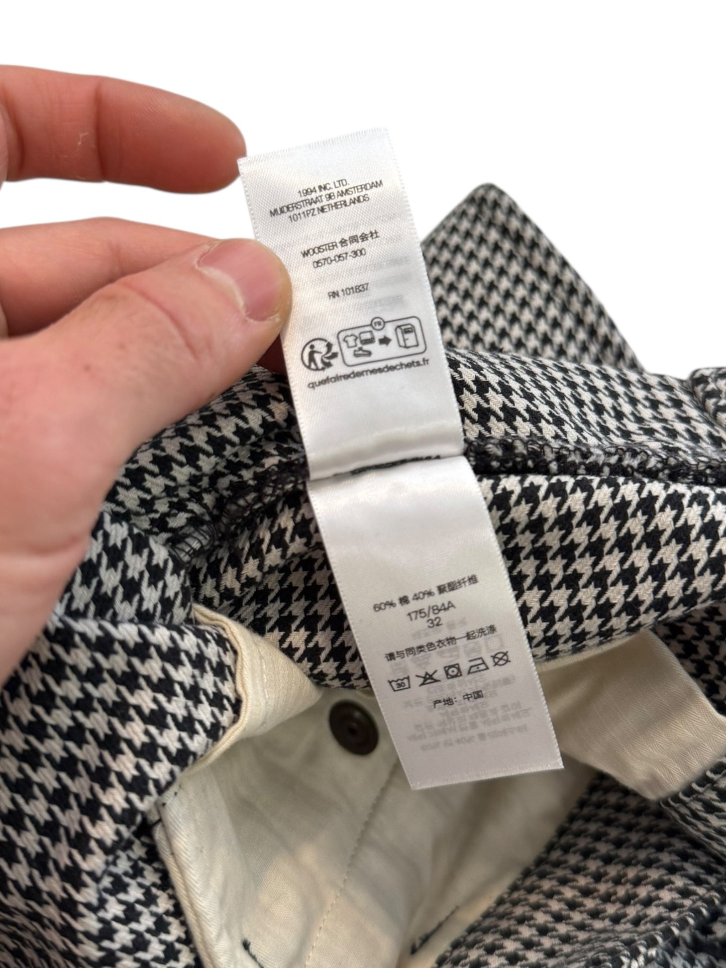 White Houndstooth Work Pant