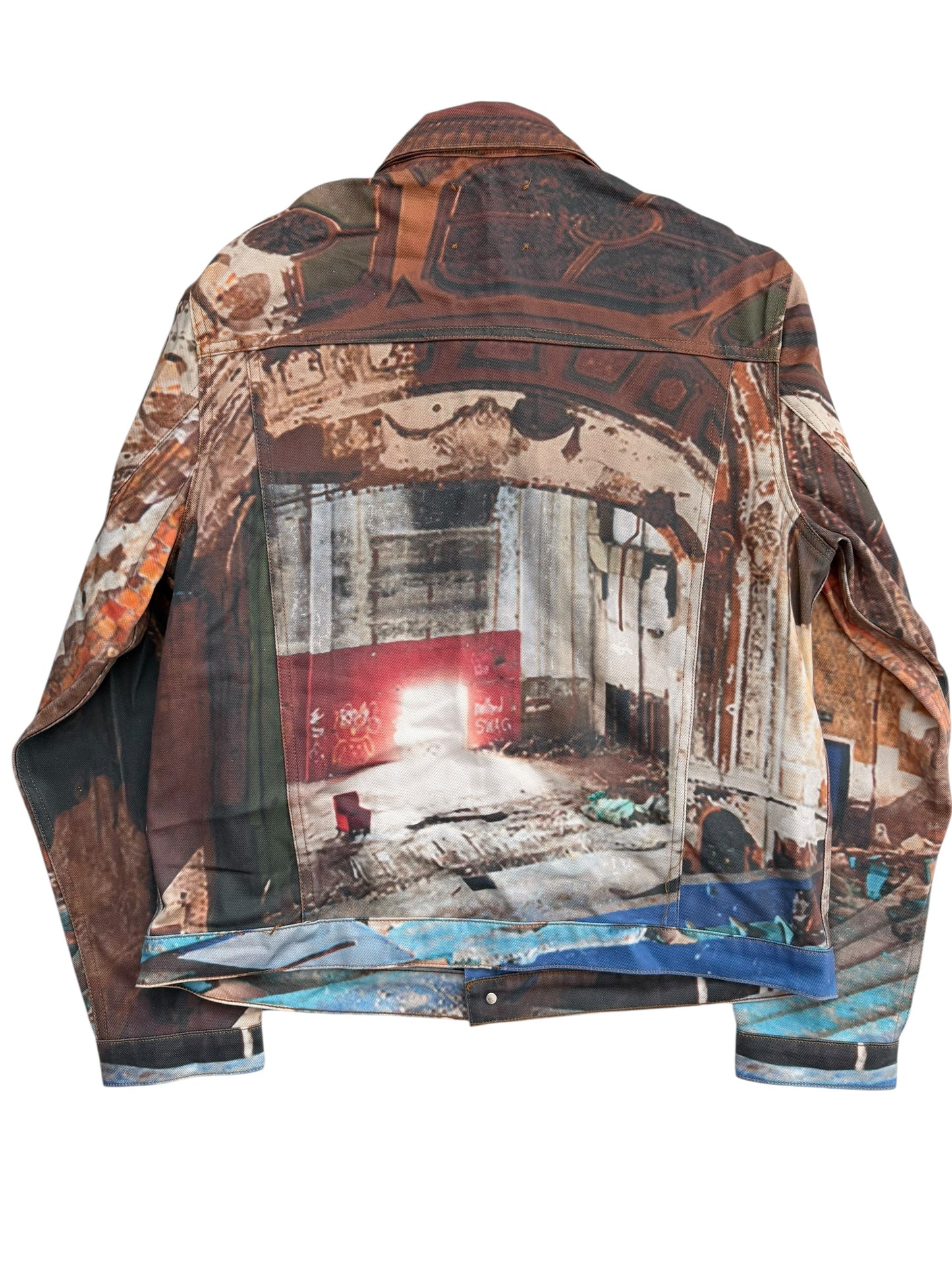 Bando Photo Allover Print Denim Trucker Jacket