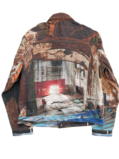 Bando Photo Allover Print Denim Trucker Jacket