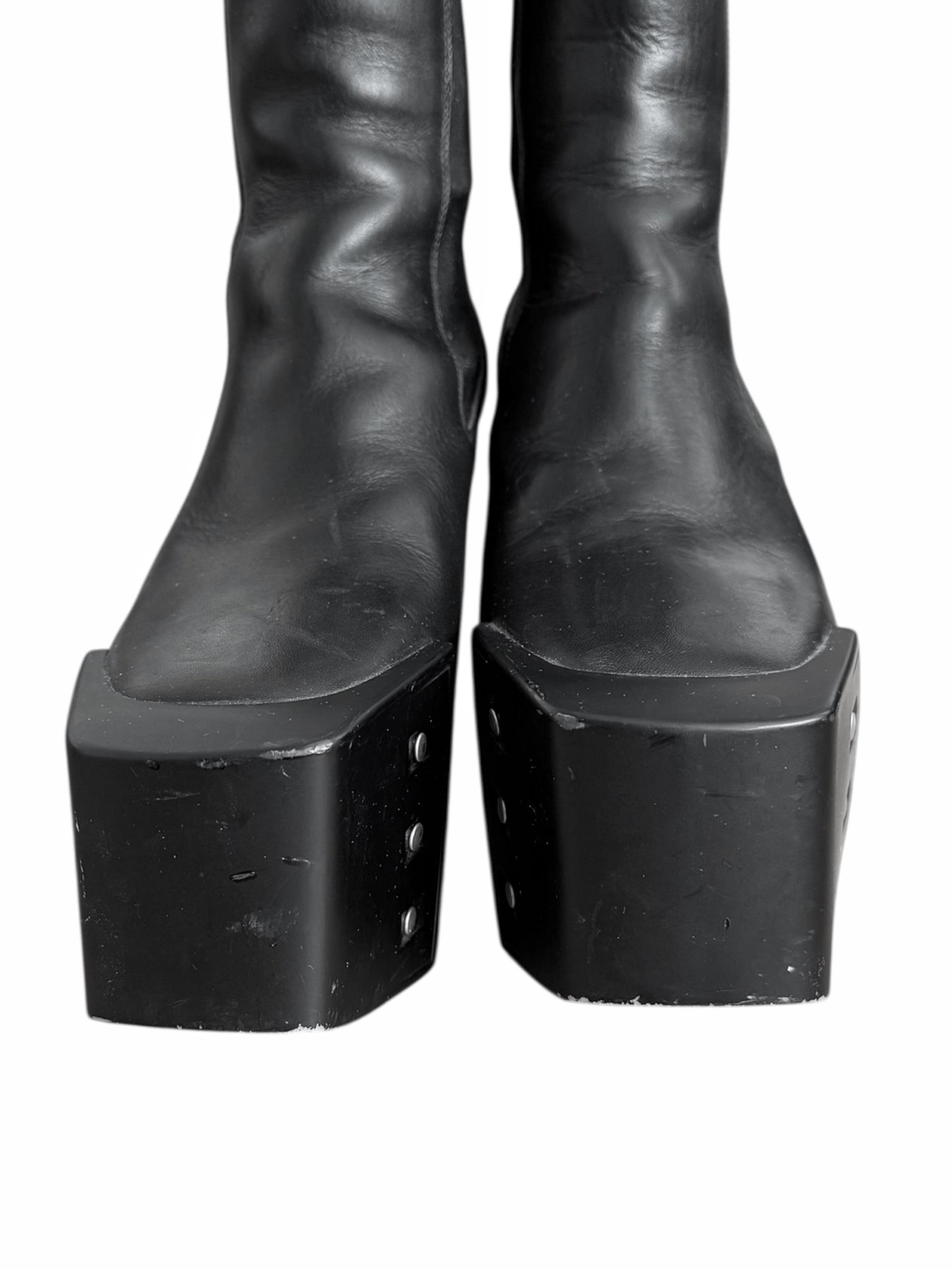 Black Clear Heel Kiss Platform Heels