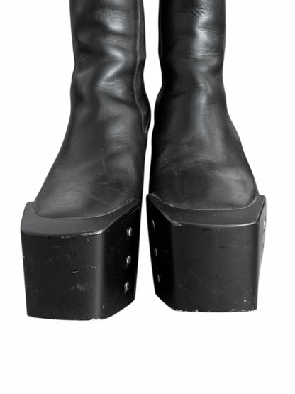 Black Clear Heel Kiss Platform Heels