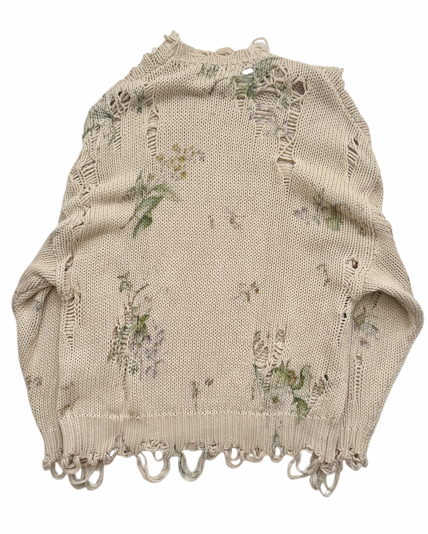 Floral Distressed Oversized Sweater