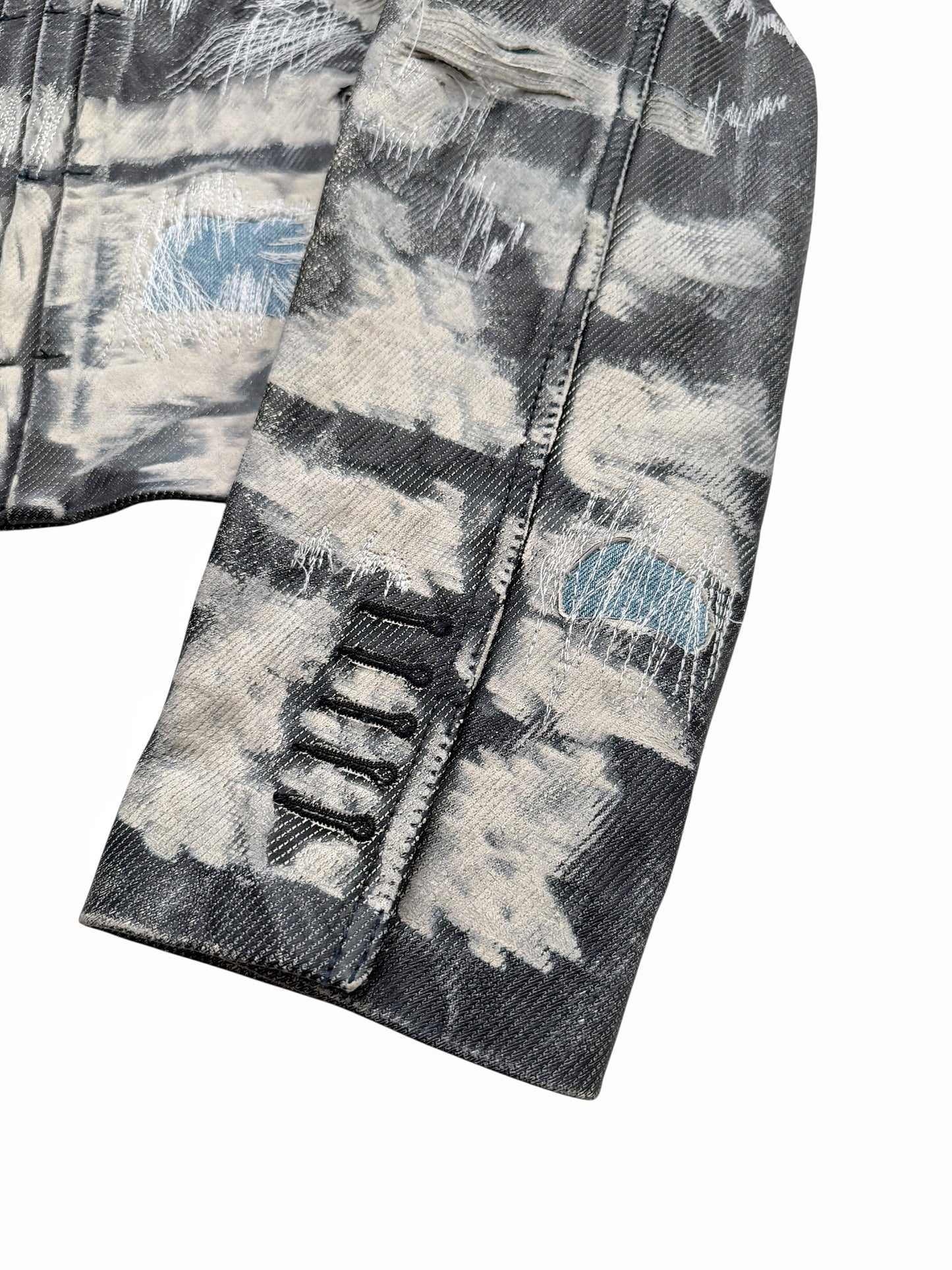 Distressed Leather (Denim Effect) Trucker Jacket