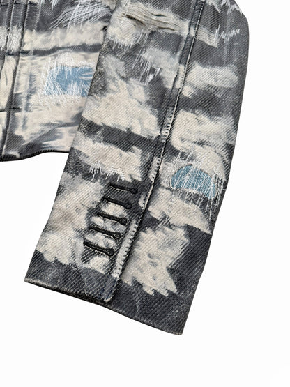 Distressed Leather (Denim Effect) Trucker Jacket