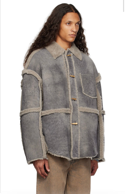 French Lamb Shearling Paneled Jacket