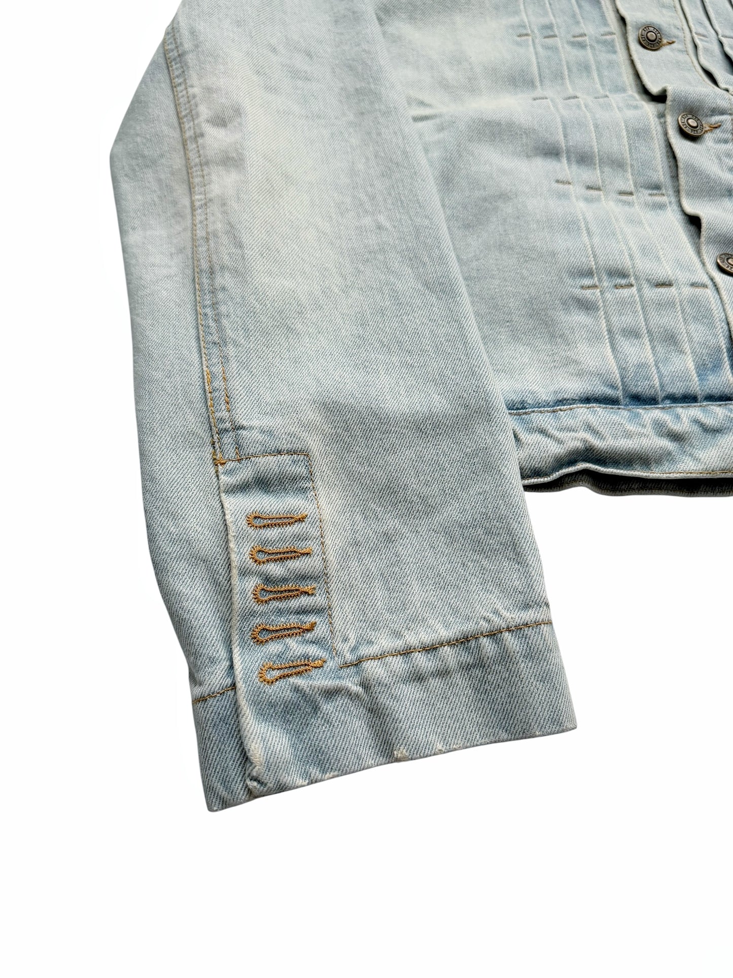 Denim Pleated Trucker Jacket