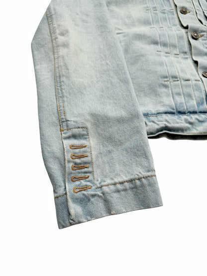 Denim Pleated Trucker Jacket