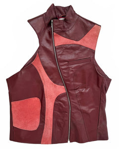 Recycled Couch Leather Asymmetric Vest