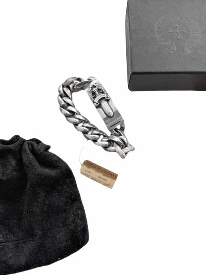 OG Large Dagger ID Silver Bracelet