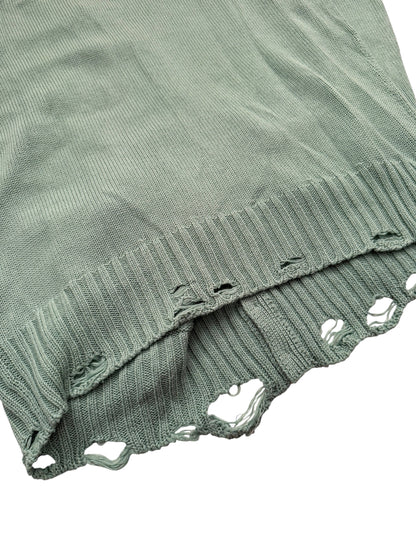 Distressed Faded Green Cardigan