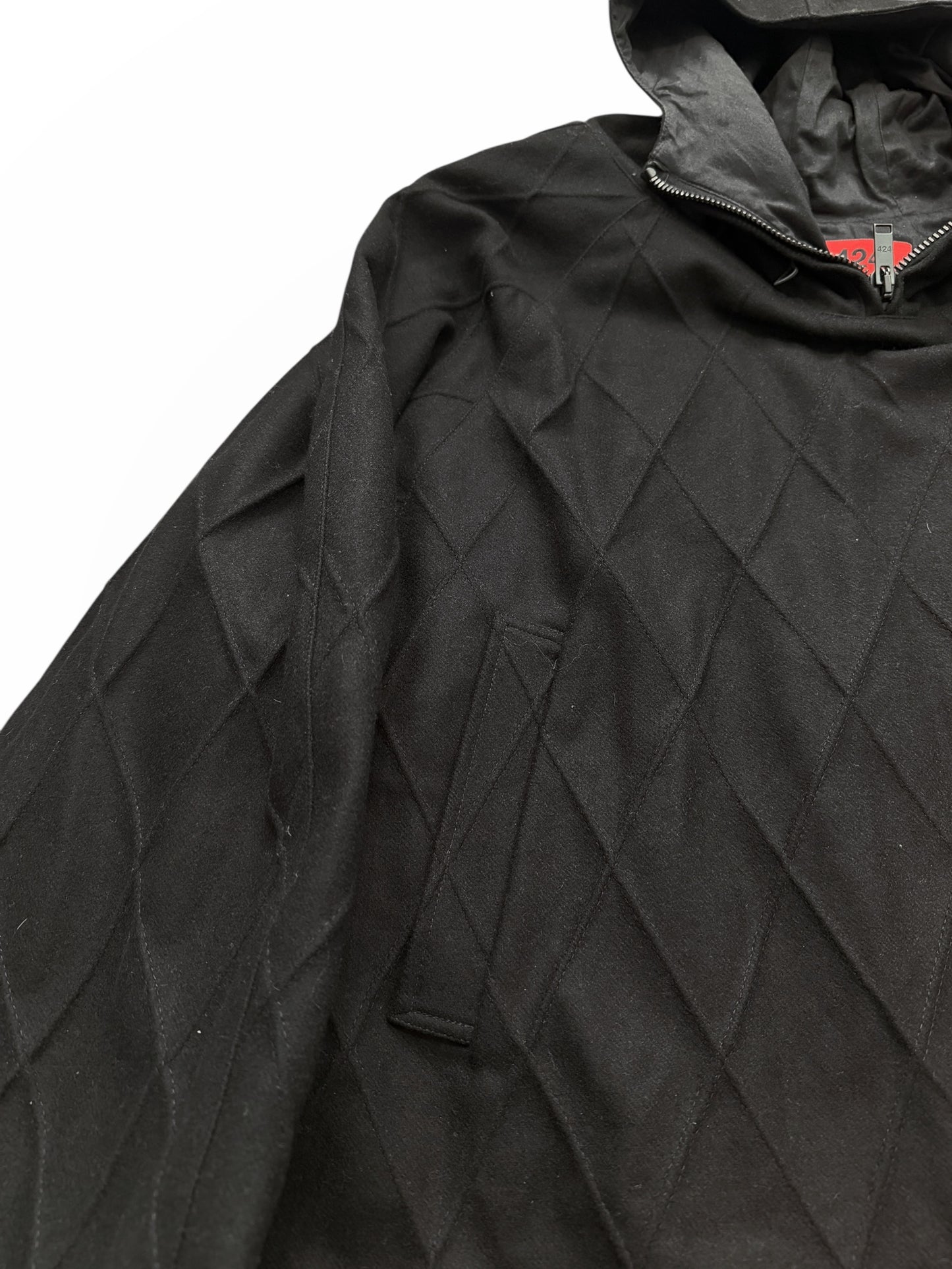 Wool Fence Pleat Cropped Anorak Jacket