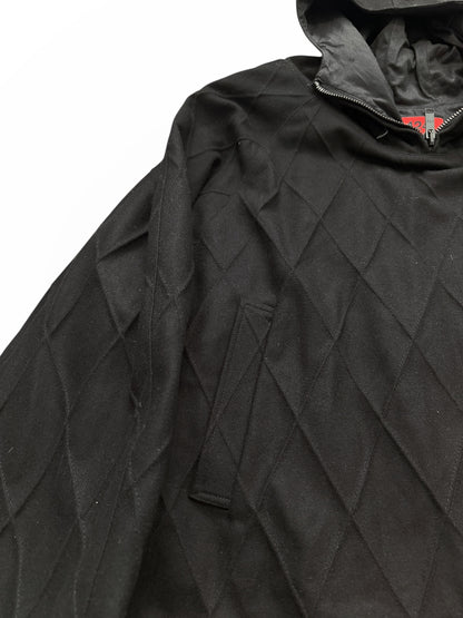 Wool Fence Pleat Cropped Anorak Jacket