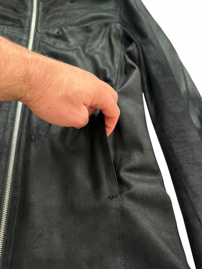 Full Zip Distressed Goat Skin Hoodie