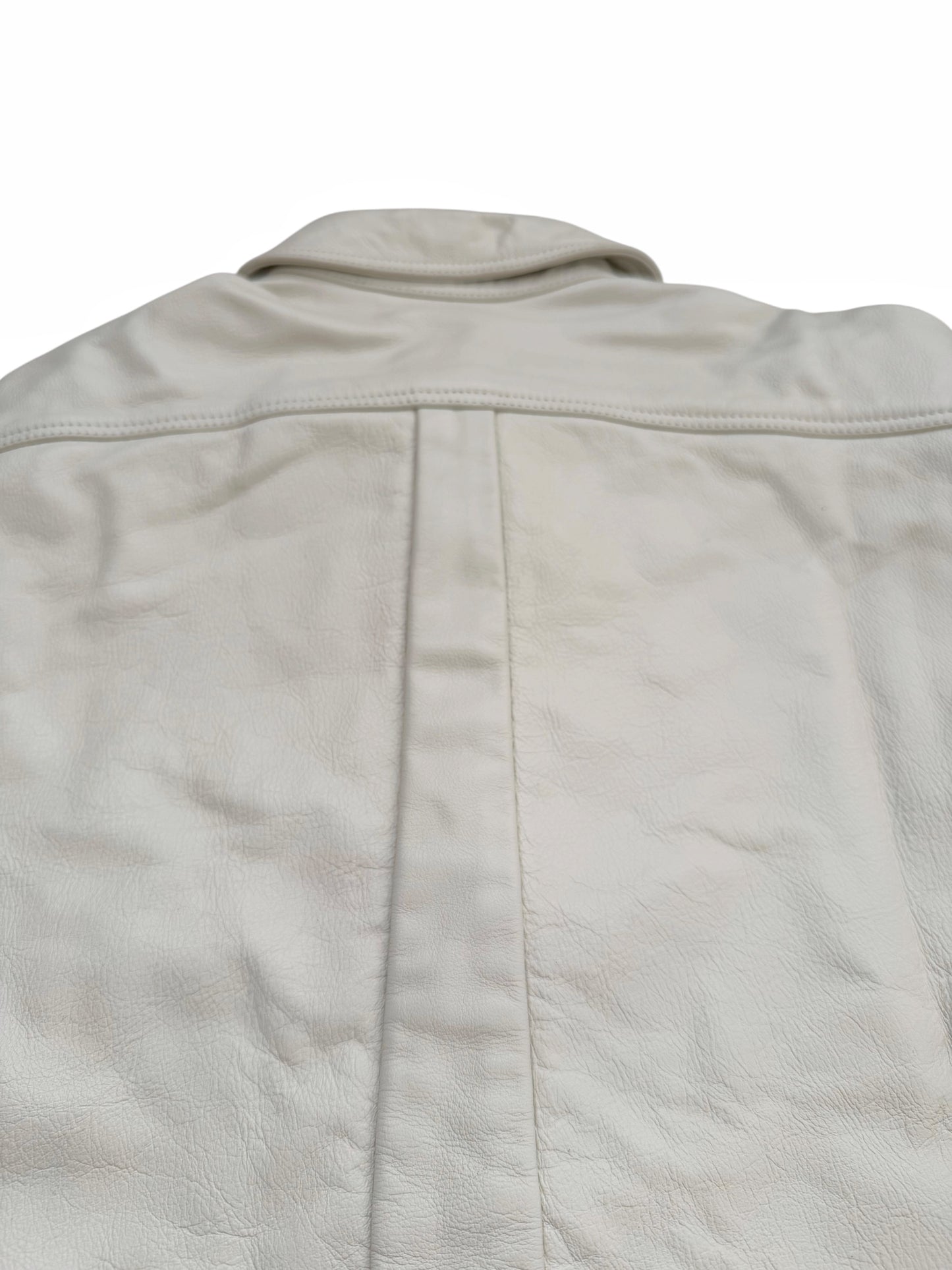 White Leather Over Shirt Jacket