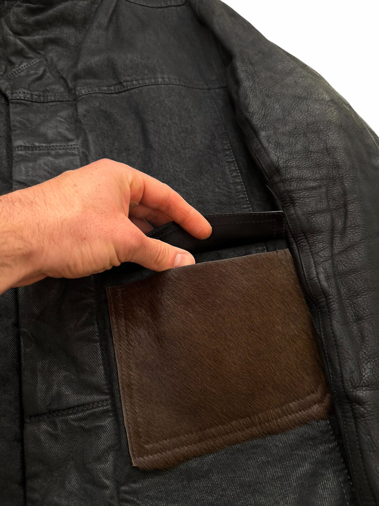 FW15 Slave Waxed Hybrid Cargo Pony Jacket