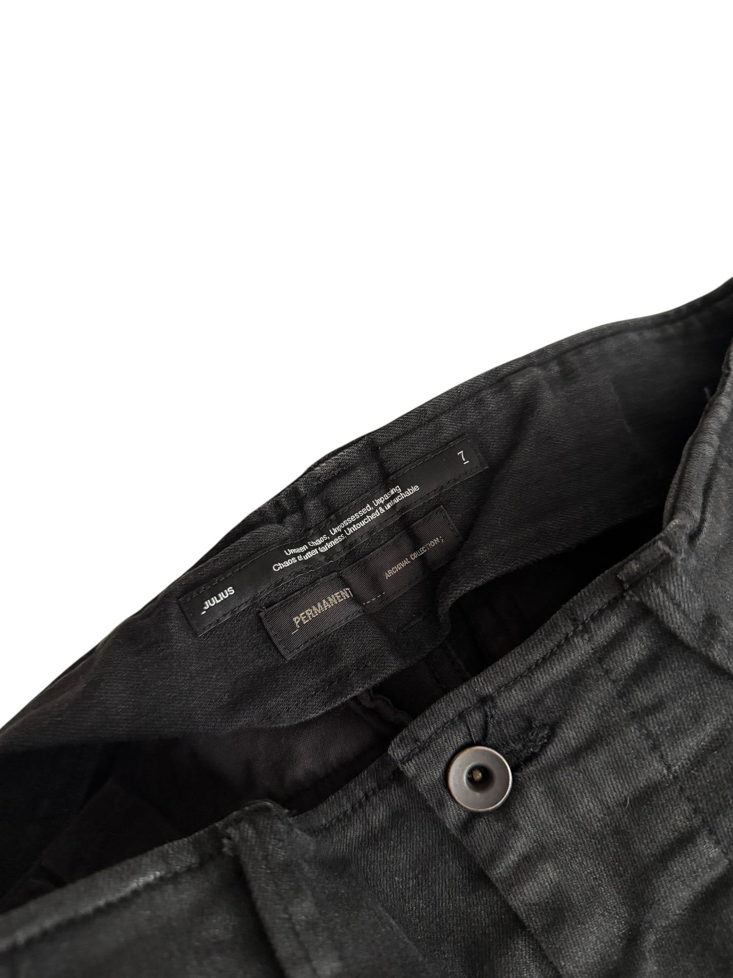 Layered Denim Gas Mask Cargo Pants
