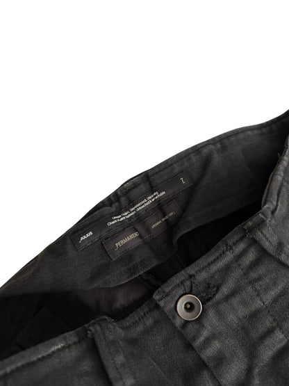 Layered Denim Gas Mask Cargo Pants