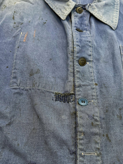 1930’s Distressed Repaired Indigo French Workwear Chore Jacket