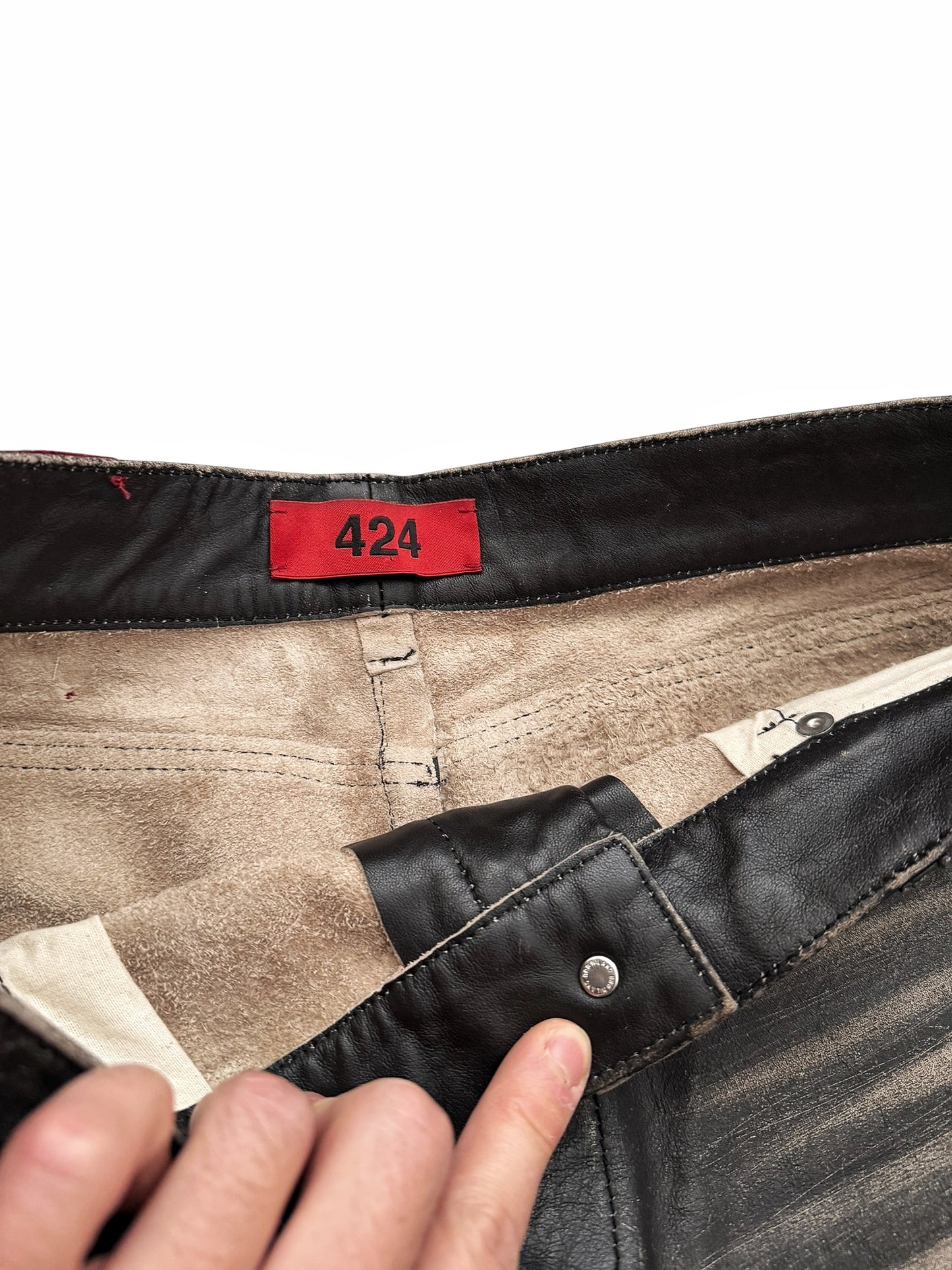 5 Pocket Rub Off Leather “Denim” Pants