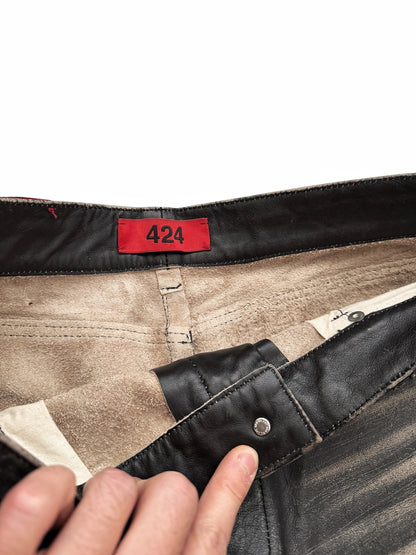 5 Pocket Rub Off Leather “Denim” Pants
