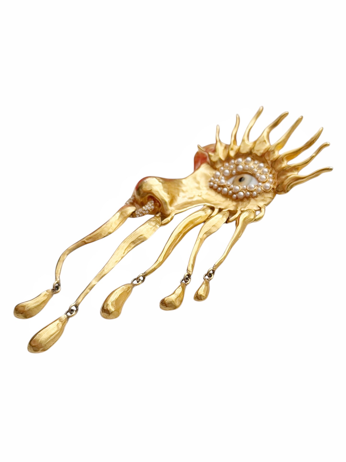 Gilded “Visage” Eye Brooch