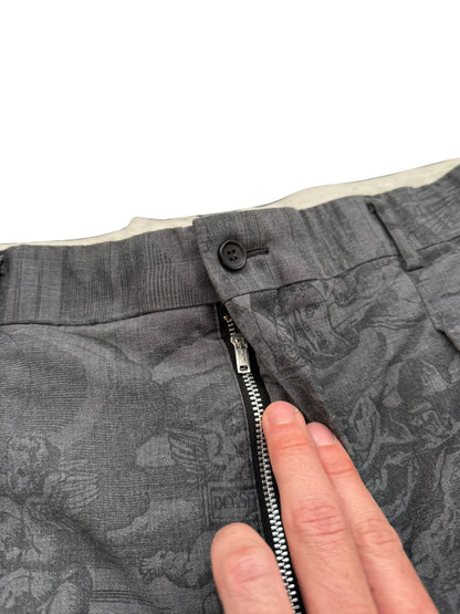 2020 Pressed Wool Print Pleated Shorts