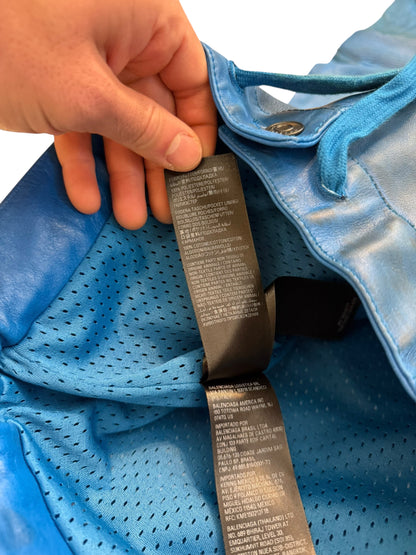 Mudshow Graffiti Baggy Blue Leather Biker Pants