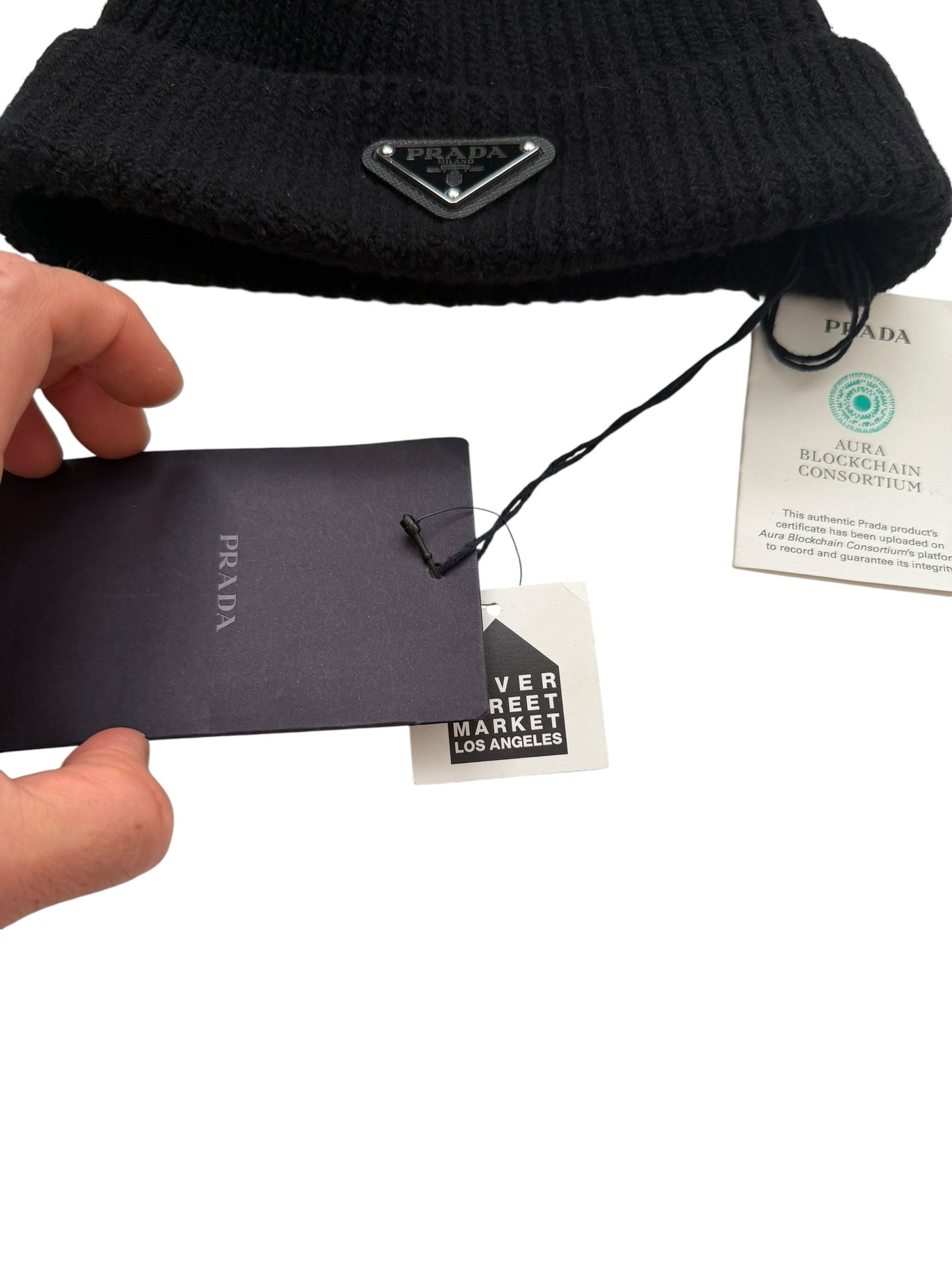 Cashmere Badge Logo Ribbed Beanie