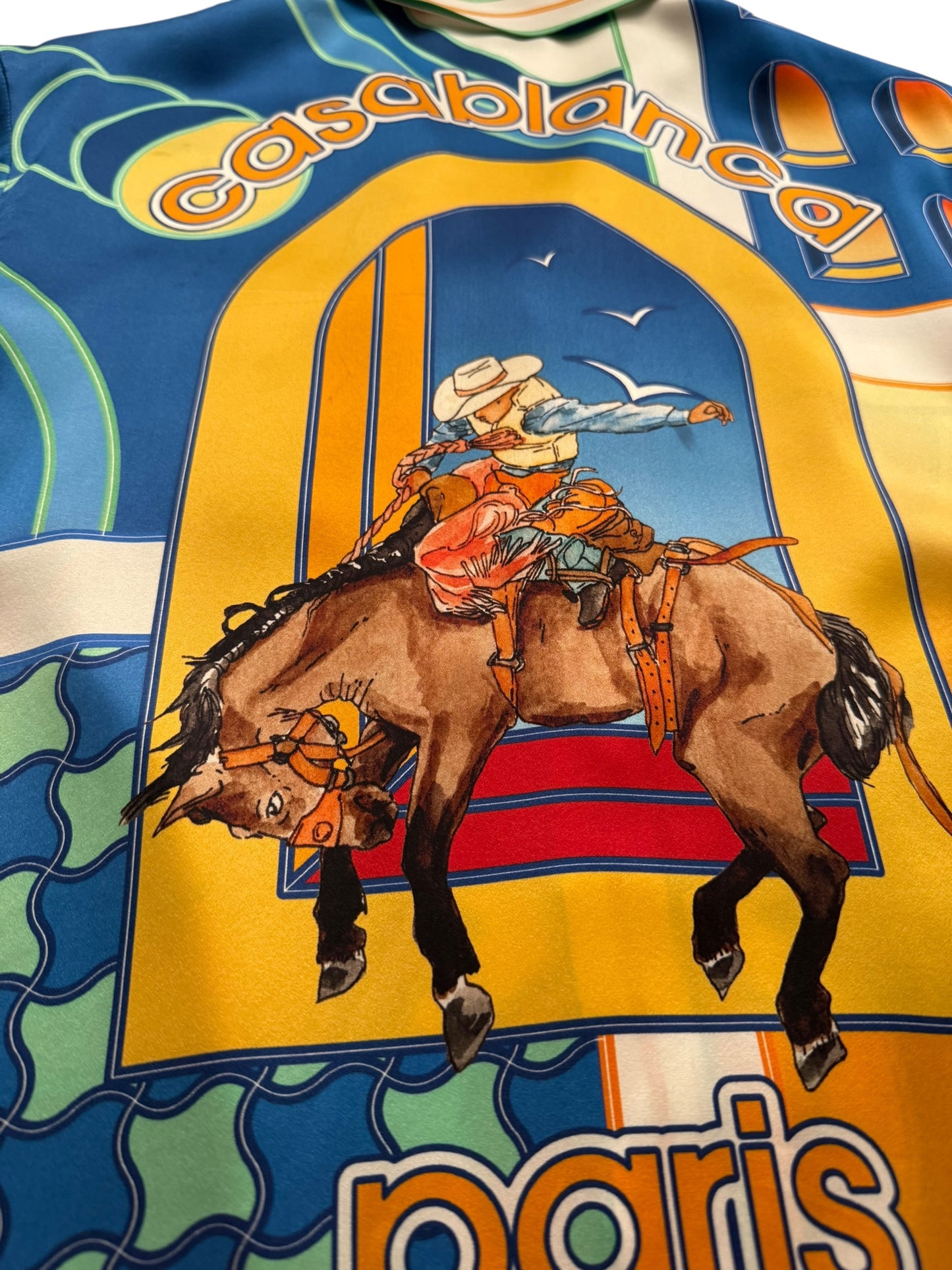 Silk Cuban Collar Cowboy Rodeo Shirt