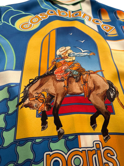 Silk Cuban Collar Cowboy Rodeo Shirt