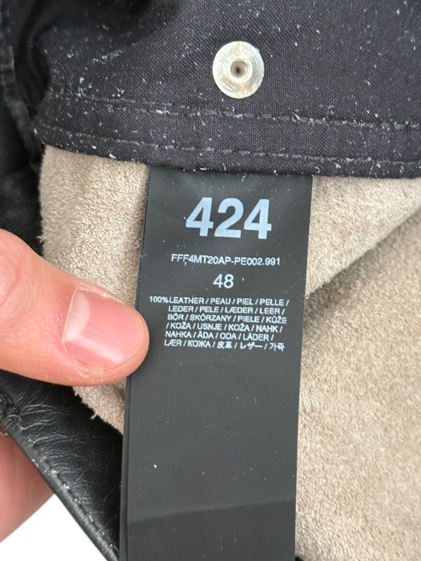 Leather Jeans Rub Distressed Pants