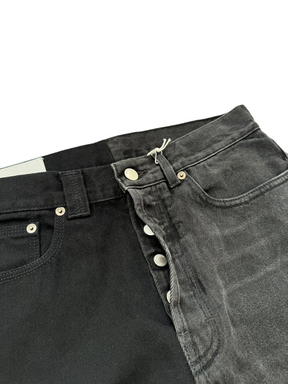 Split Grey Black Denim Jeans