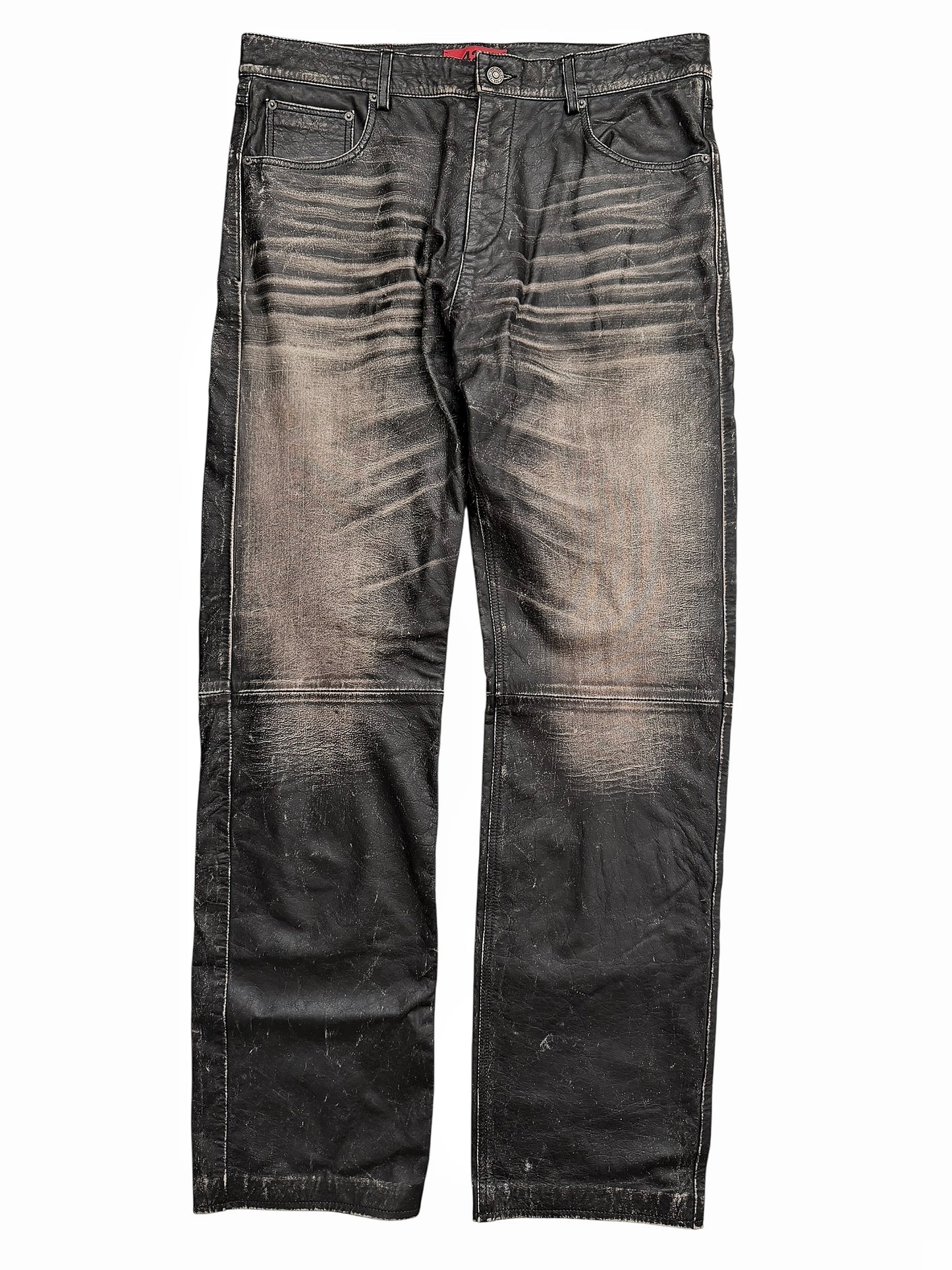 5 Pocket Rub Off Distressed Leather (Jeans)