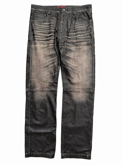 5 Pocket Rub Off Distressed Leather (Jeans)