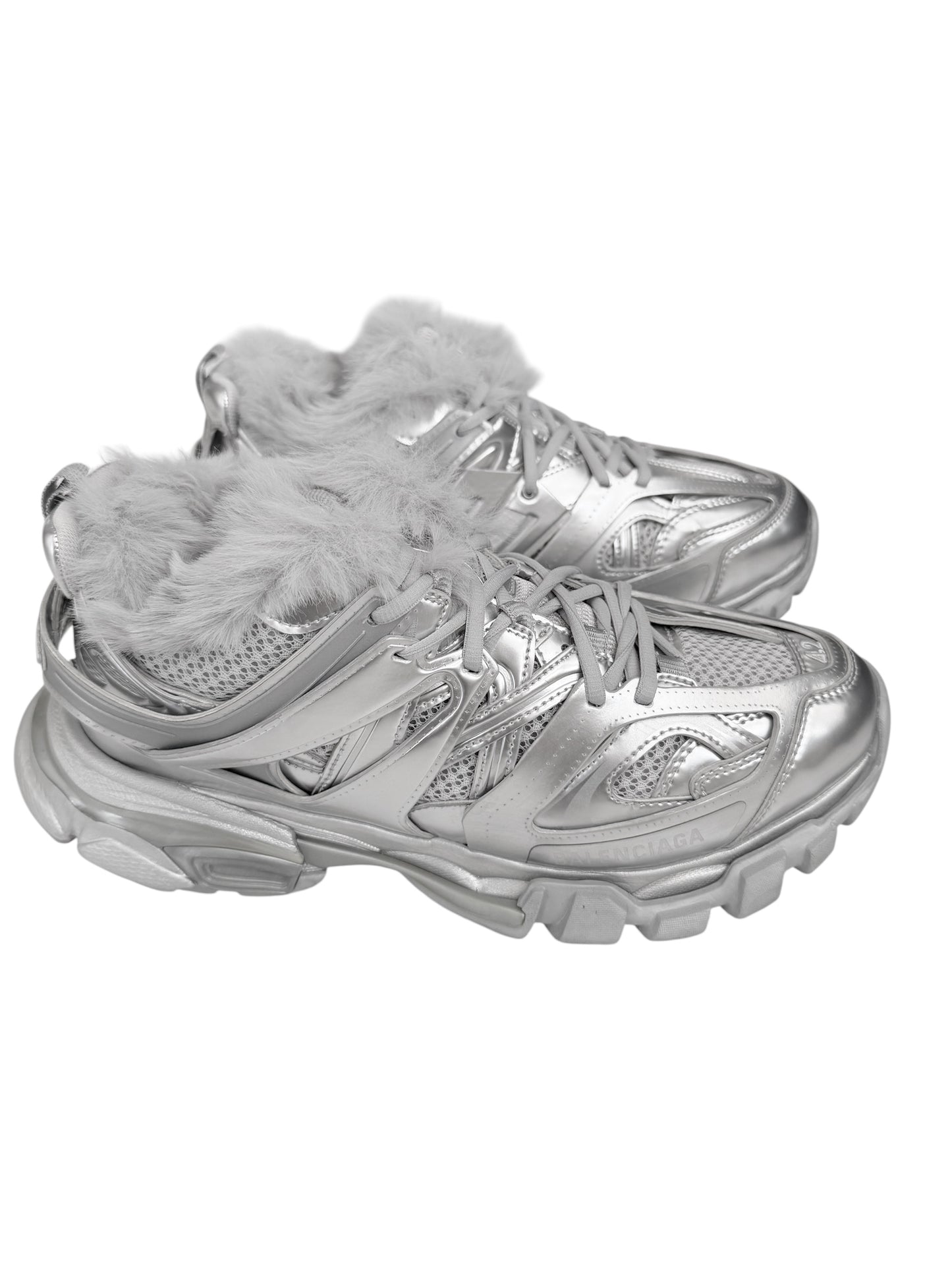 Metallic Silver Fur Track Runner