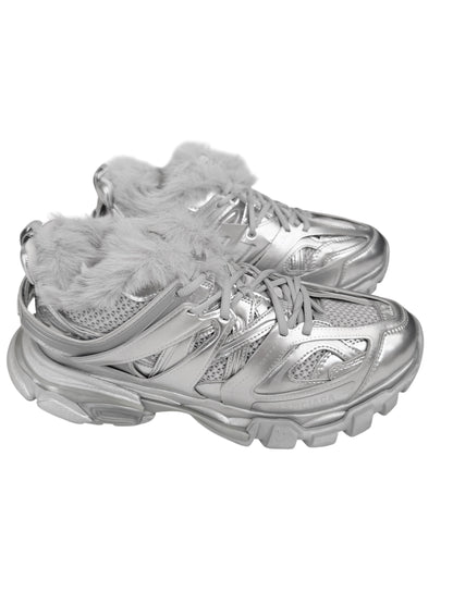 Metallic Silver Fur Track Runner