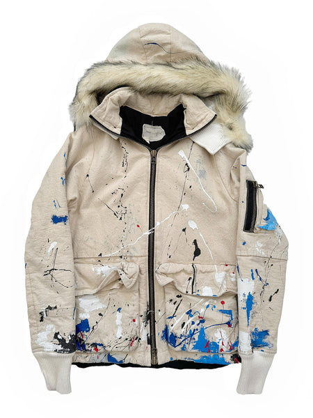 Sample Paint Splattered Canvas Puffer Parka