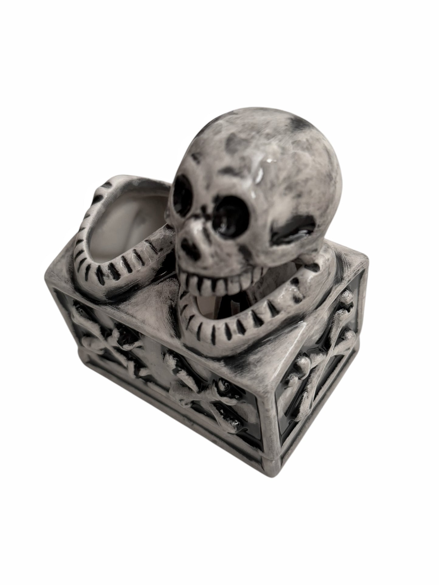 Black Ceramic Laughing Skulls Incense Booze Chamber