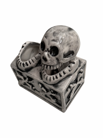 Black Ceramic Laughing Skulls Incense Booze Chamber